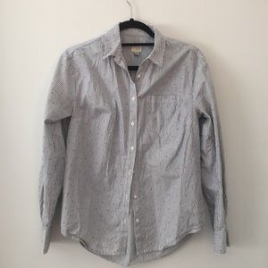 Navy Stripe Mauve Polka Dot Button Down Blouse